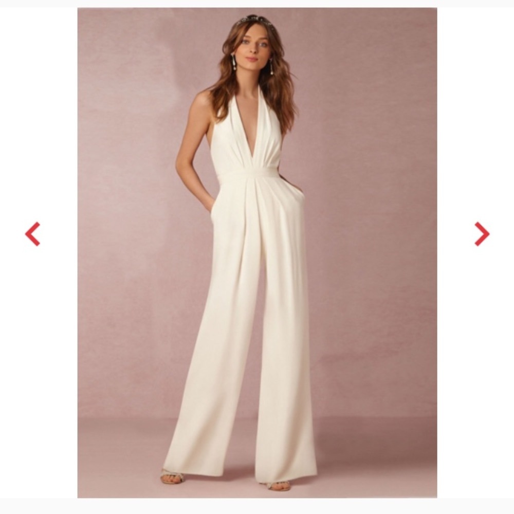 White halter sleeveless jumpsuit